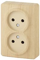 Розетка без заземления накладная Эра Эксперт 2-м. сосна картинка